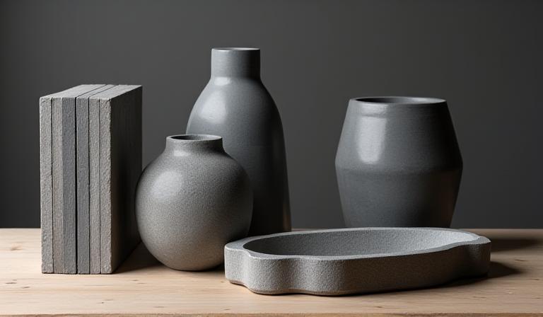 Minimalist concrete home objects and furniture