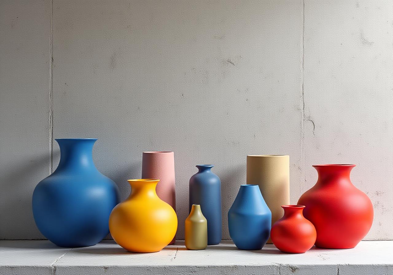 Minimalist Bauhaus design objects arranged on a grid